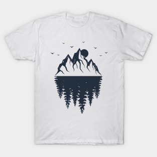 Mountains And Forest. Double Exposure. Geometric Style T-Shirt